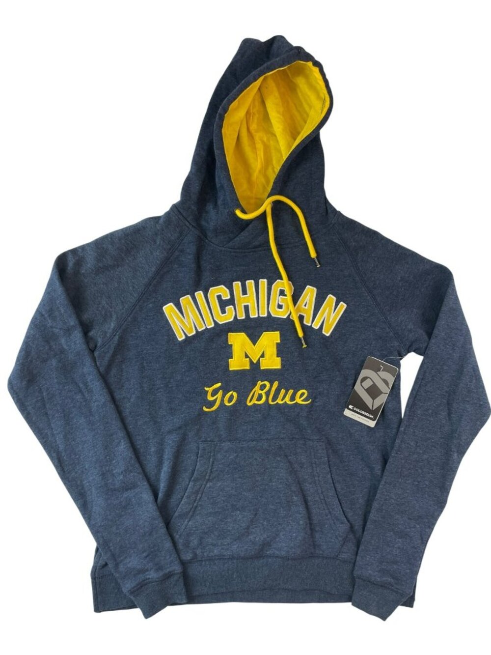 Colosseum Michigan Go Blue Pullover Hoodie Navy Yellow Women's Sz S MSRP$60 NWT